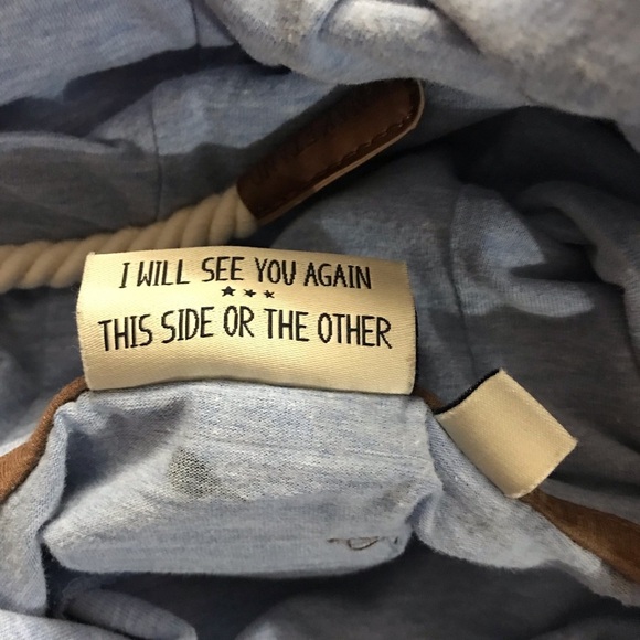 Naketano womens bird print thin blue white striped hooded pullover hoodie - Picture 7 of 8